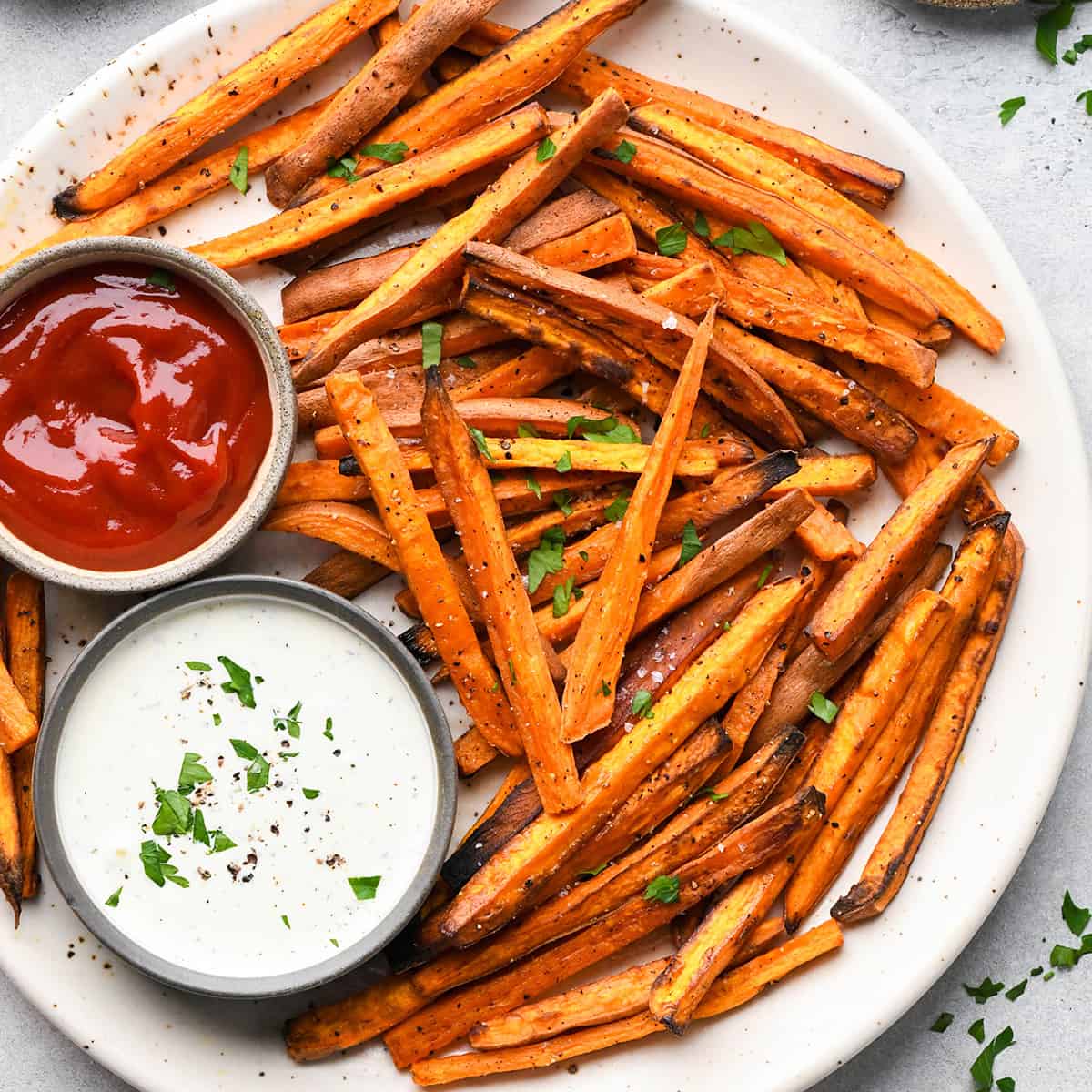 Baked Sweet Potato Fries on a plate 