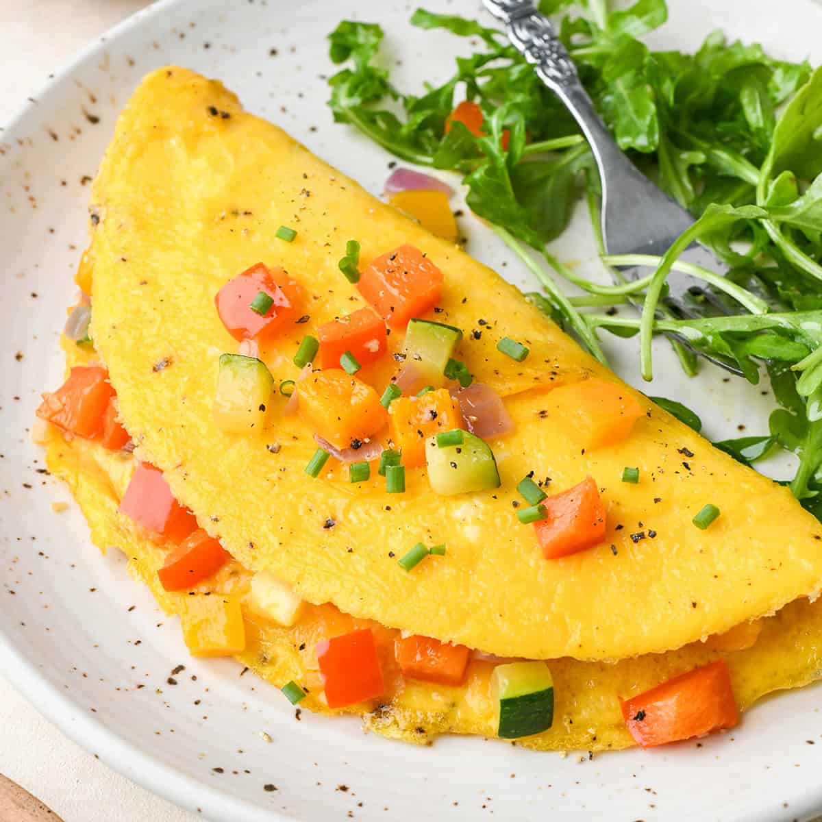 a vegetarian Omelette Recipe on a plate. 