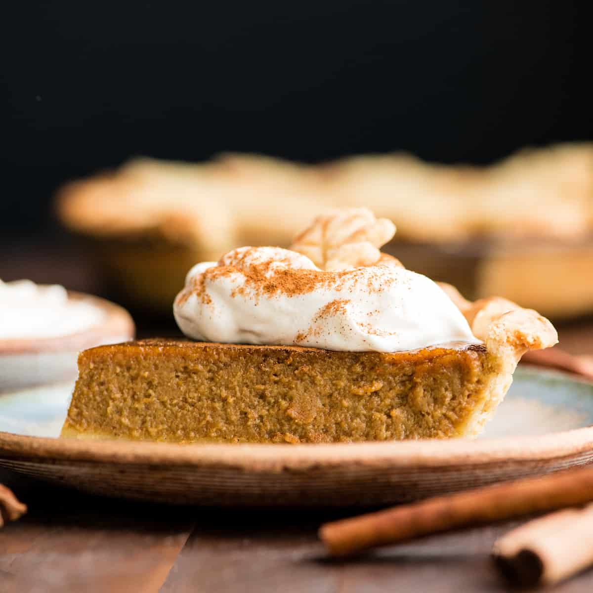 This Homemade Dairy-Free Pumpkin Pie recipe is seriously delicious!  This coconut milk pumpkin pie is creamy, perfectly sweet and loaded with cozy fall spices - a must-make Thanksgiving dessert.