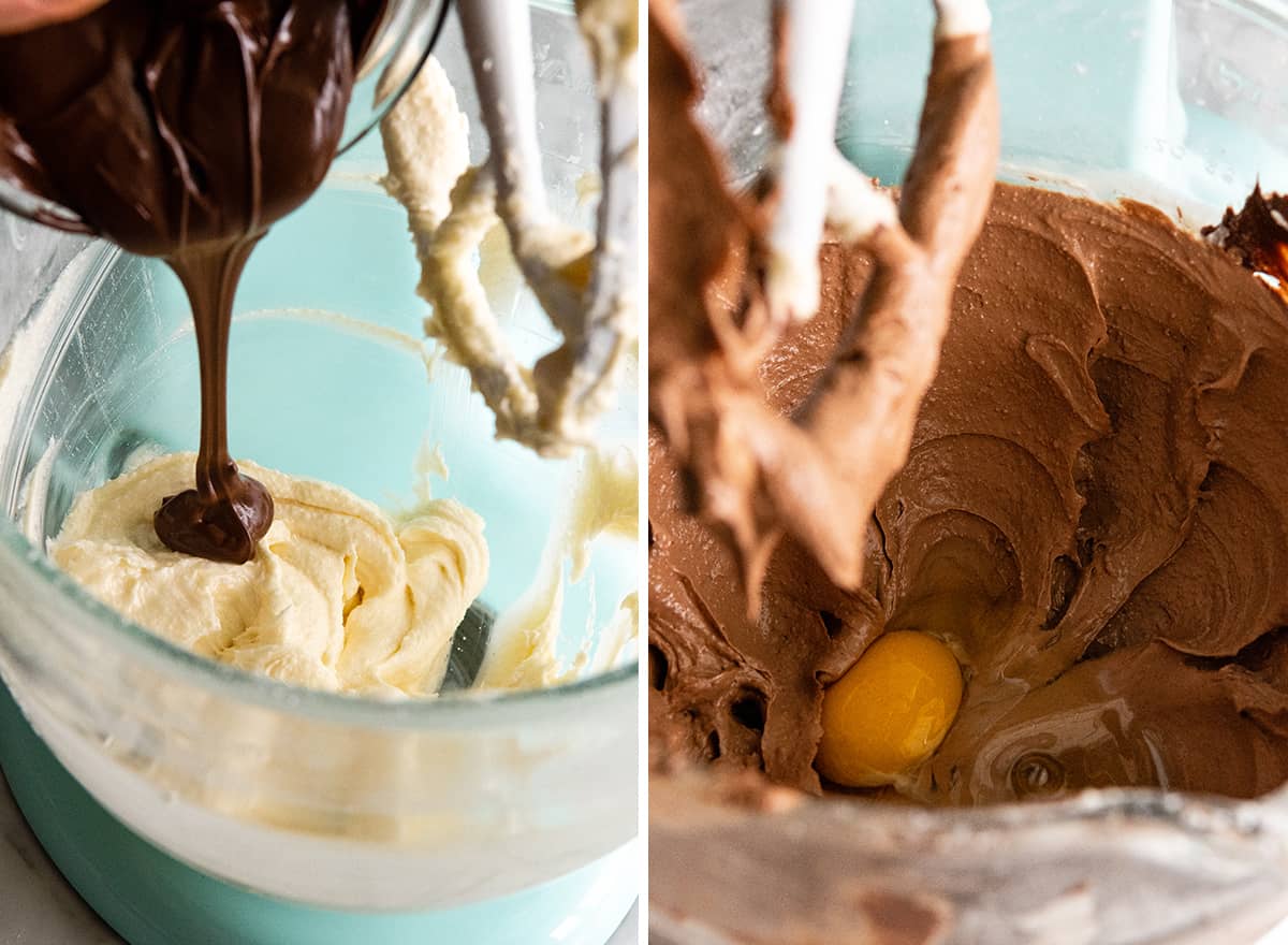 two photos showing how to make French silk pie filling