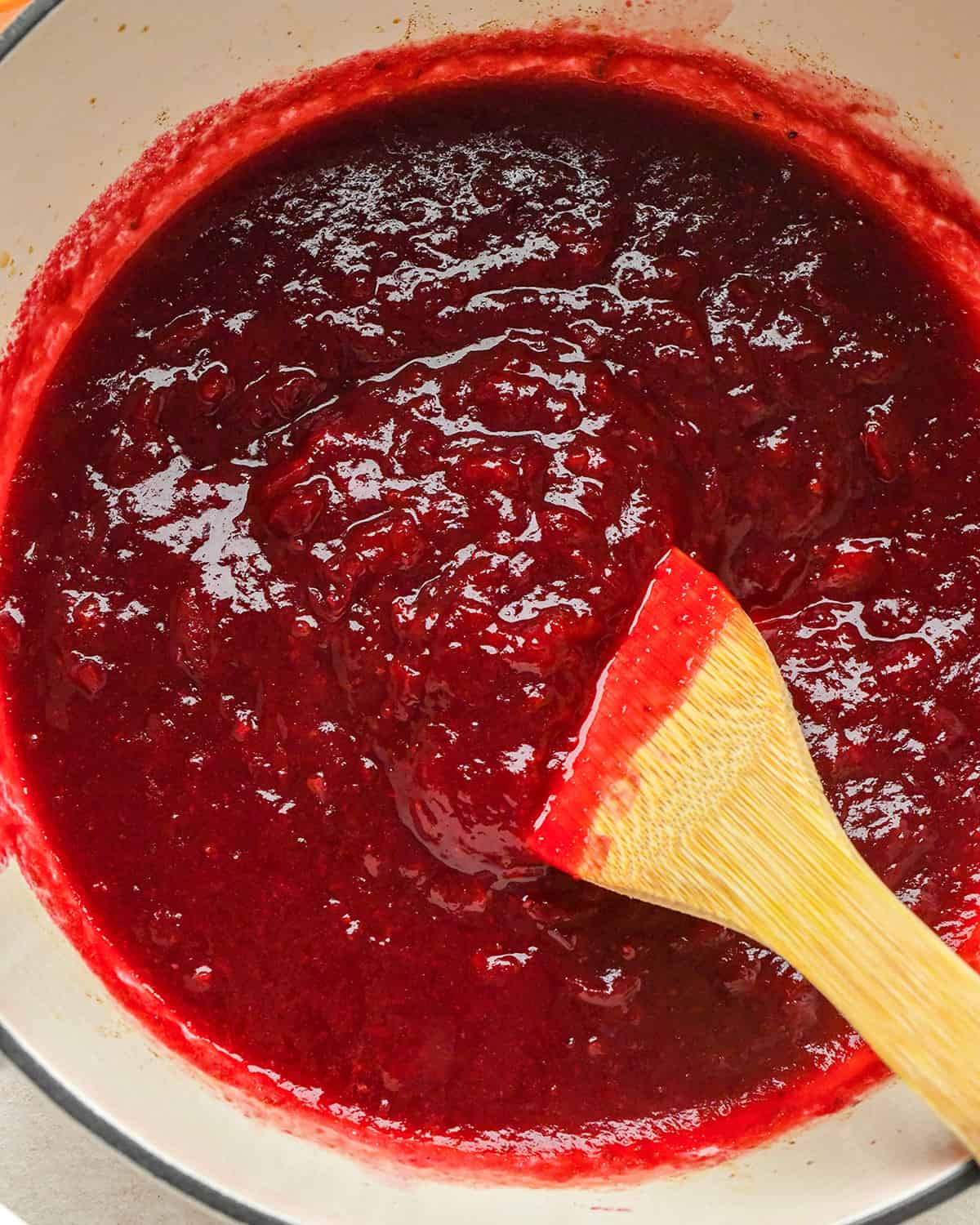 Homemade Cranberry Sauce Recipe after mashing