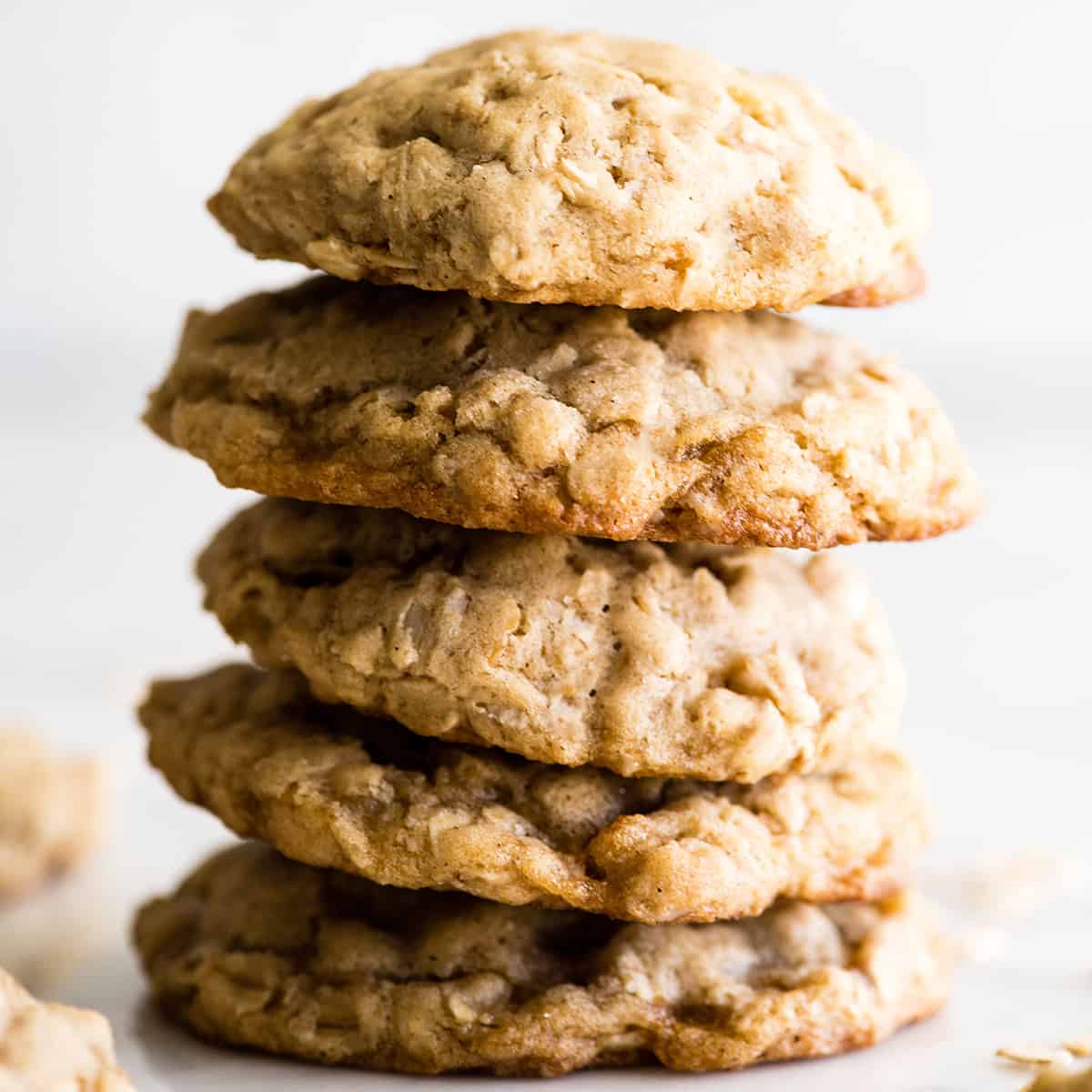 stack of five oatmeal cookies 