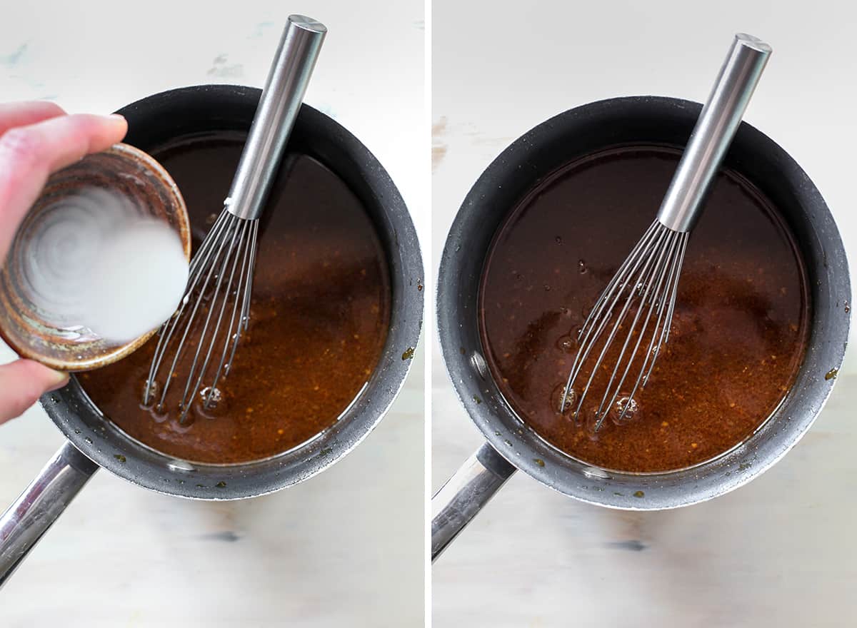 two photos showing how to make crockpot teriyaki chicken