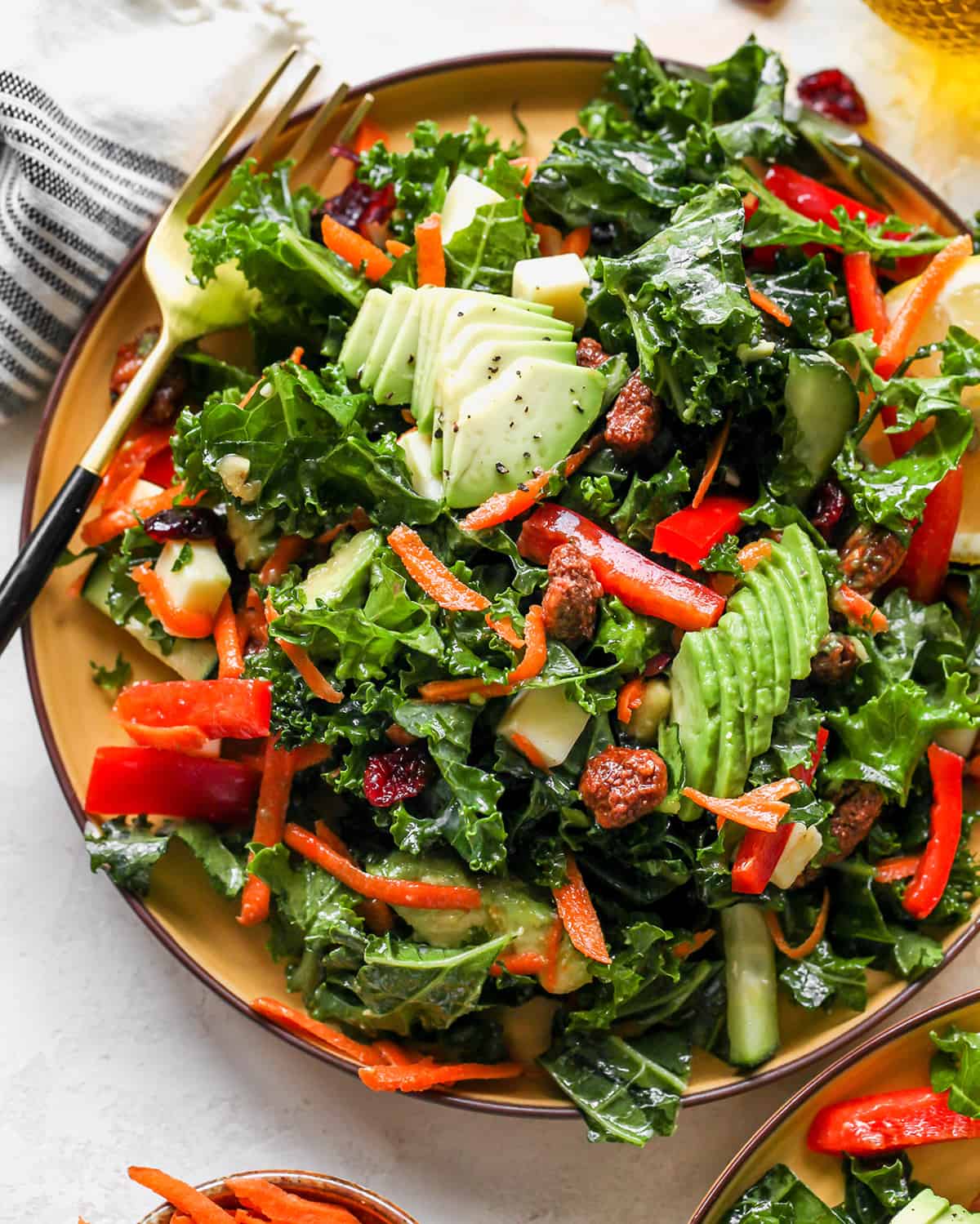 overhead photo of Kale Salad on a plate