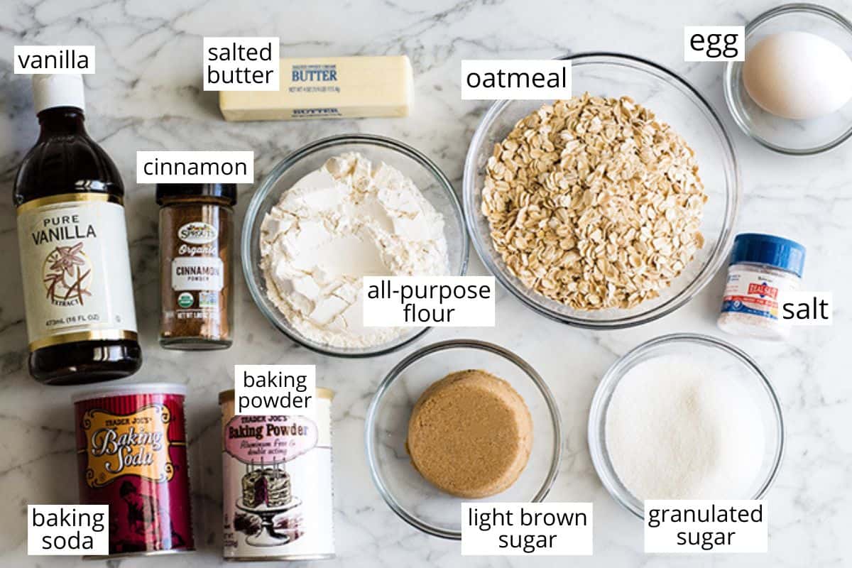 photo of the ingredients in this oatmeal cookies recipe