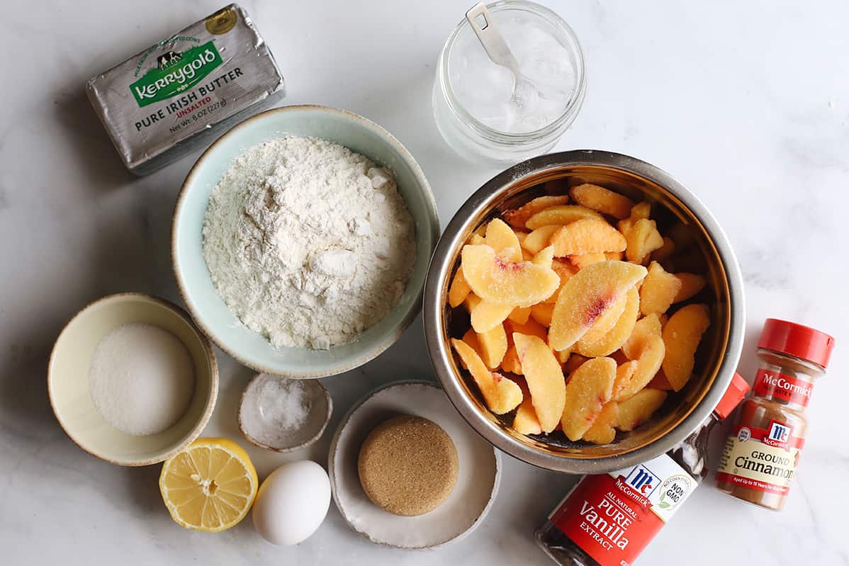 photo of the ingredients in this Peach Pie Recipe